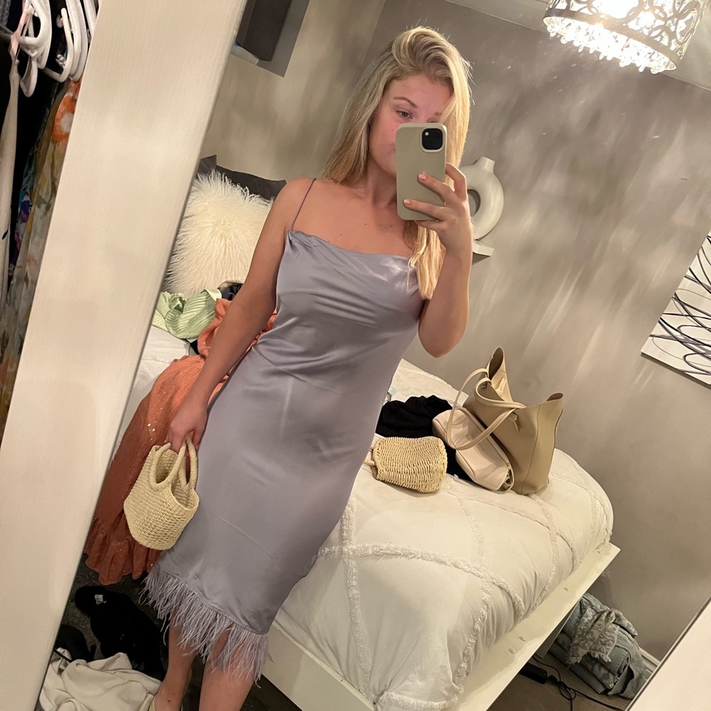 L’academie lavender silk midi dress